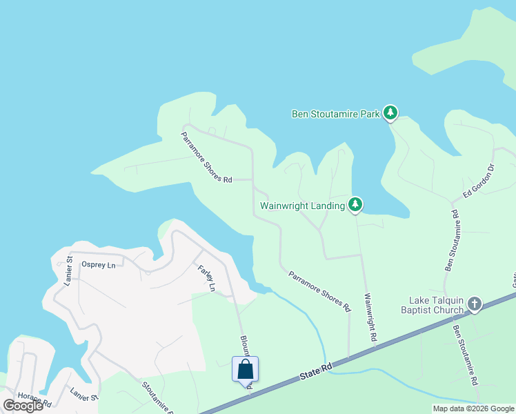 map of restaurants, bars, coffee shops, grocery stores, and more near Parramore Shores Road in Tallahassee