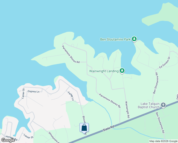 map of restaurants, bars, coffee shops, grocery stores, and more near Parramore Shores Road in Tallahassee