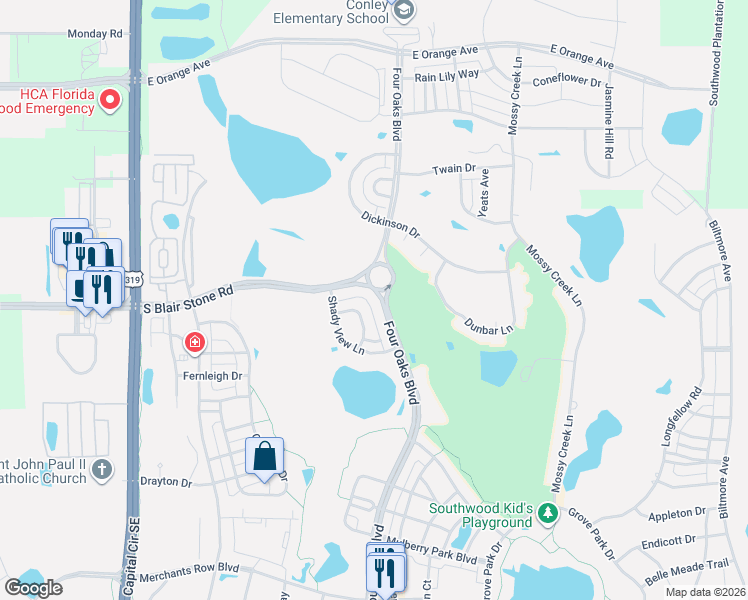 map of restaurants, bars, coffee shops, grocery stores, and more near 4059 Swift Way in Tallahassee