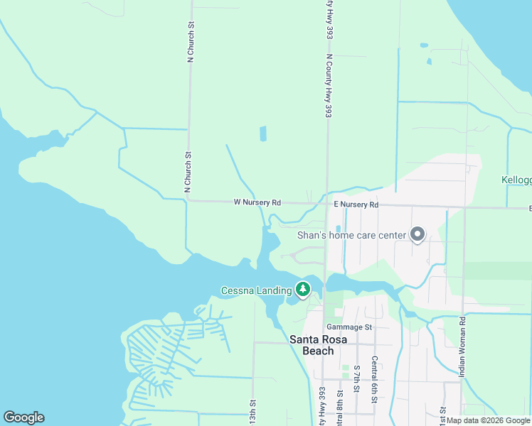 map of restaurants, bars, coffee shops, grocery stores, and more near 210 West Nursery Road in Santa Rosa Beach