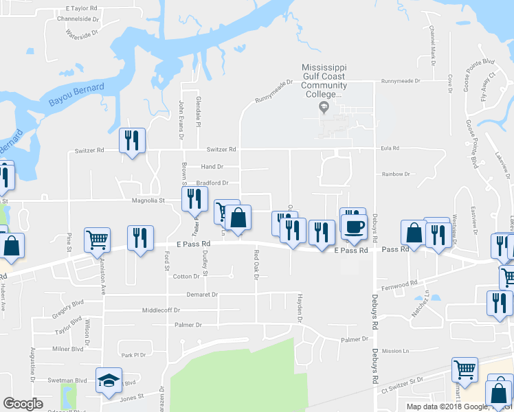 map of restaurants, bars, coffee shops, grocery stores, and more near in Gulfport