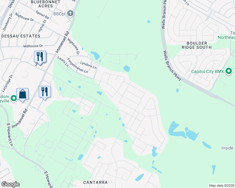 map of restaurants, bars, coffee shops, grocery stores, and more near 2789-2903 Crystal Bend Drive in Pflugerville