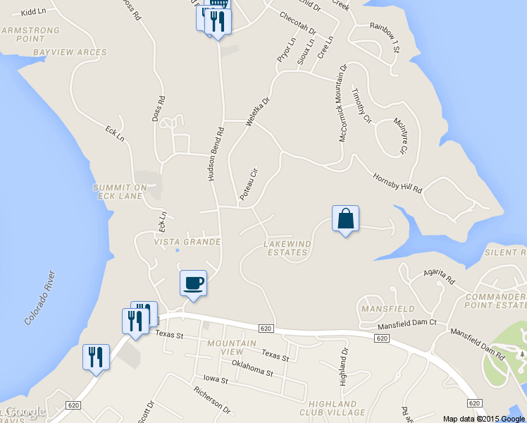 map of restaurants, bars, coffee shops, grocery stores, and more near 4310 Laguna Grande in Austin