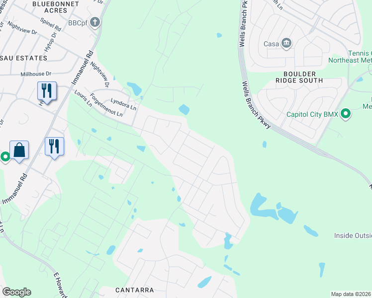 map of restaurants, bars, coffee shops, grocery stores, and more near 2900 Maryanne Lane in Pflugerville