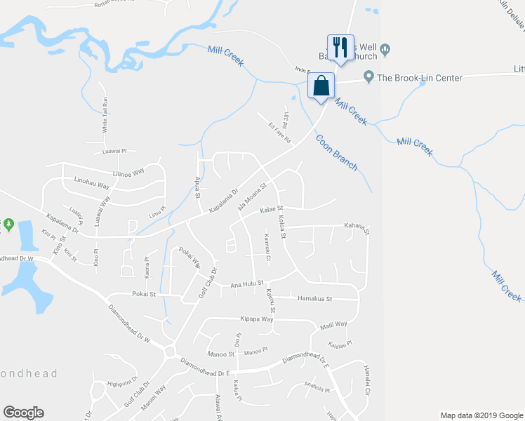 map of restaurants, bars, coffee shops, grocery stores, and more near 9842 Kalae Street in Diamondhead