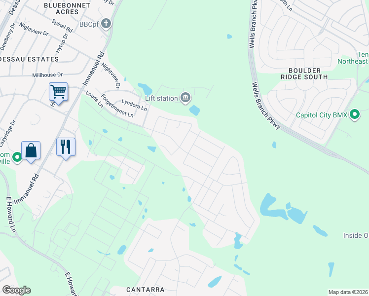 map of restaurants, bars, coffee shops, grocery stores, and more near 2789-2903 Crystal Bend Drive in Pflugerville
