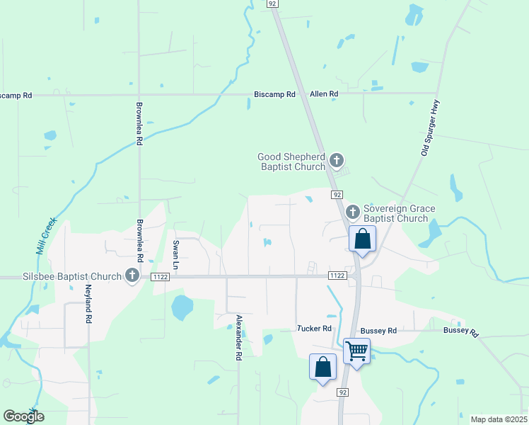 map of restaurants, bars, coffee shops, grocery stores, and more near 7950 Ann Lane in Silsbee