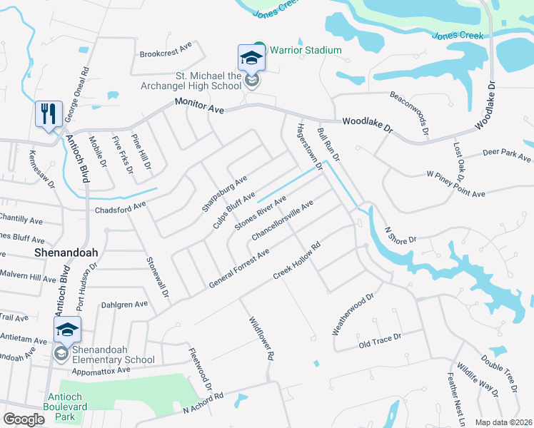 map of restaurants, bars, coffee shops, grocery stores, and more near 5317 Stones River Avenue in Baton Rouge