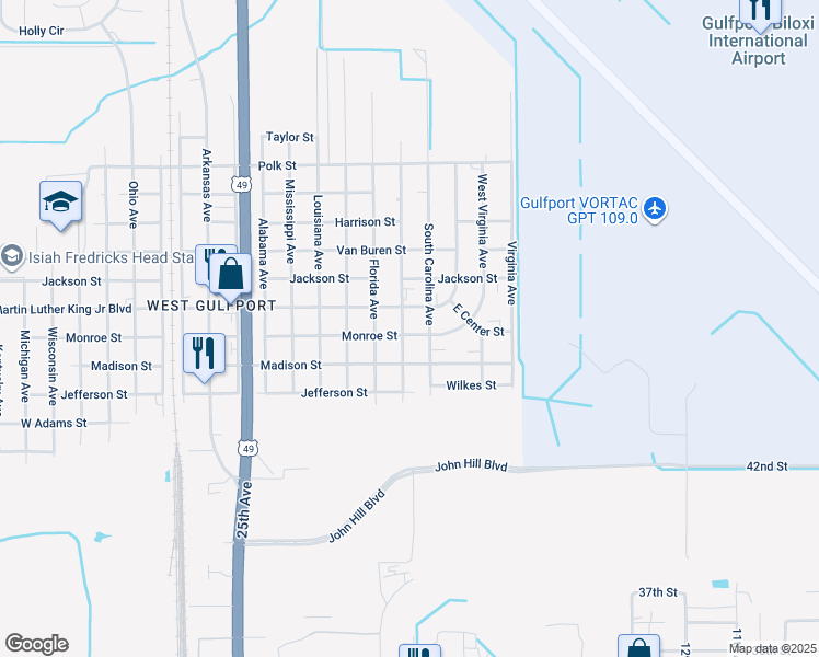 map of restaurants, bars, coffee shops, grocery stores, and more near 8210 Georgia Ave in Gulfport