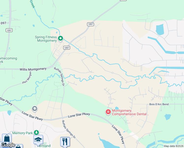 map of restaurants, bars, coffee shops, grocery stores, and more near 180 Waterstone Drive in Montgomery