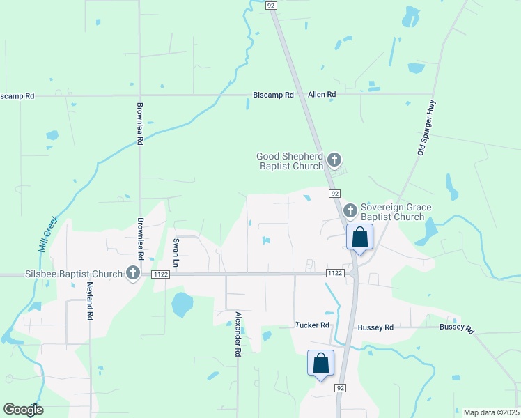 map of restaurants, bars, coffee shops, grocery stores, and more near 7950 Ann Lane in Silsbee