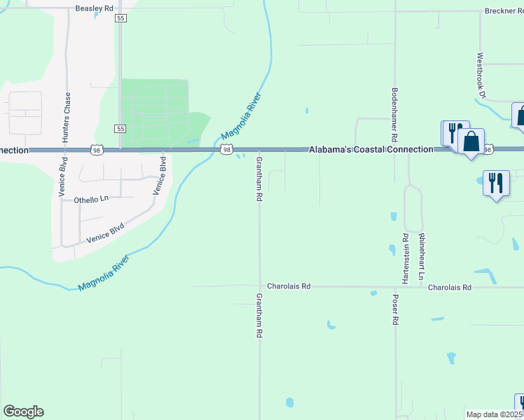 map of restaurants, bars, coffee shops, grocery stores, and more near 12278 Grantham Road in Foley
