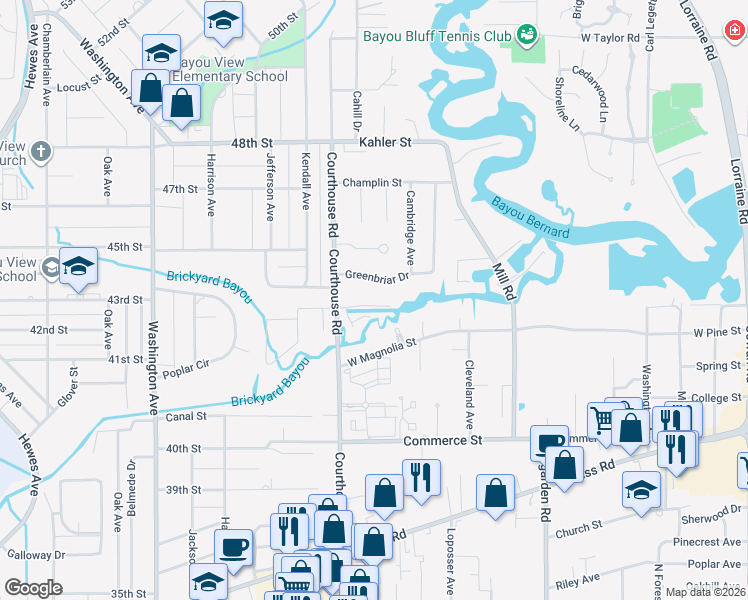map of restaurants, bars, coffee shops, grocery stores, and more near 412 Caribe Place North in Gulfport
