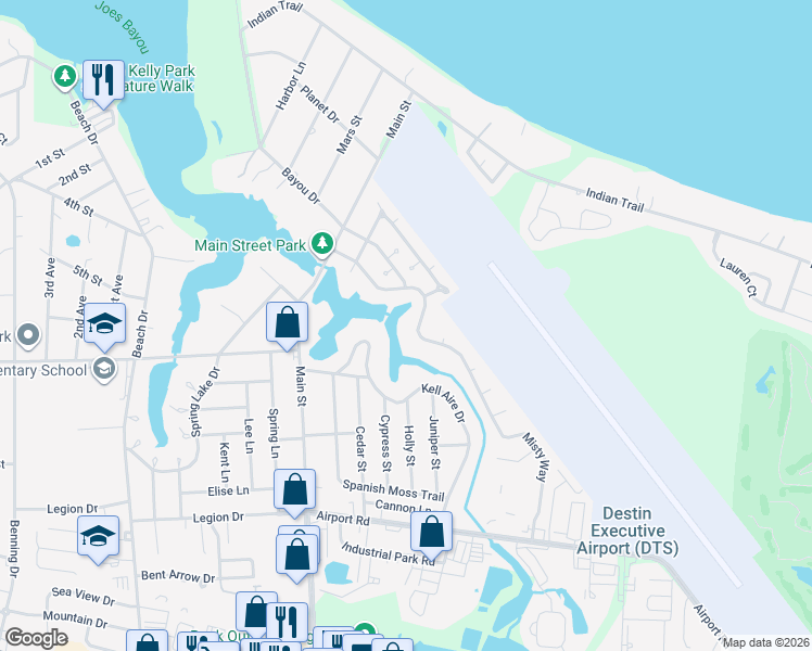 map of restaurants, bars, coffee shops, grocery stores, and more near 836 North Lakeside Drive in Destin