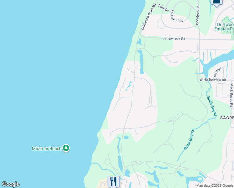 map of restaurants, bars, coffee shops, grocery stores, and more near 3221 Bay Estates Circle in Miramar Beach
