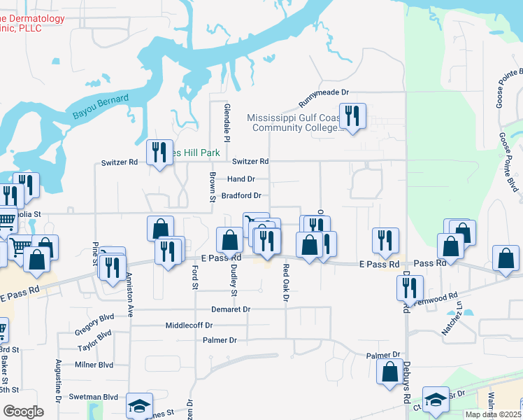 map of restaurants, bars, coffee shops, grocery stores, and more near 813 Lindh Road in Gulfport