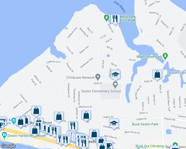 map of restaurants, bars, coffee shops, grocery stores, and more near 519 Benning Drive in Destin