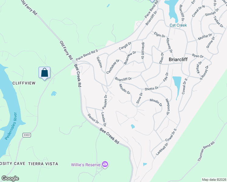 map of restaurants, bars, coffee shops, grocery stores, and more near 805 Paisley Drive in Briarcliff