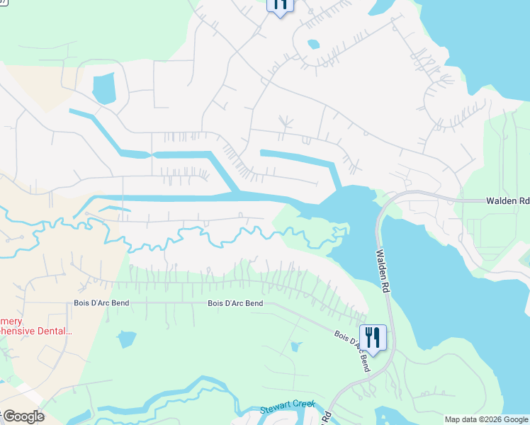 map of restaurants, bars, coffee shops, grocery stores, and more near 11504 Renaissance Drive in Montgomery