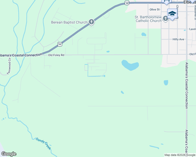 map of restaurants, bars, coffee shops, grocery stores, and more near 23972 Veranda Circle in Elberta