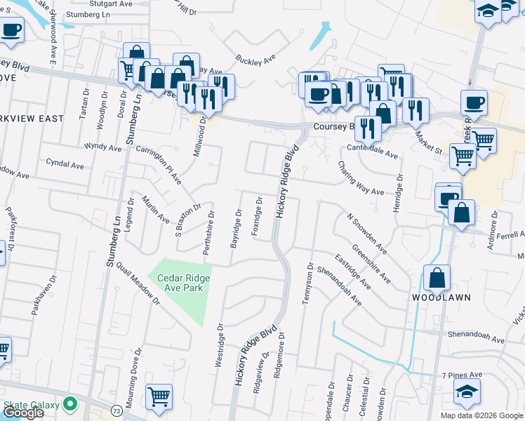map of restaurants, bars, coffee shops, grocery stores, and more near 5356 Foxridge Drive in Baton Rouge