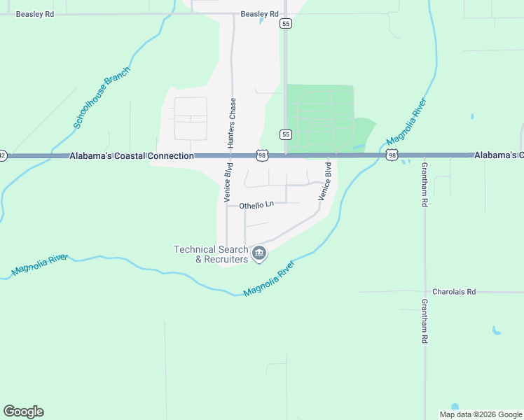 map of restaurants, bars, coffee shops, grocery stores, and more near 16414 Othello Lane in Foley