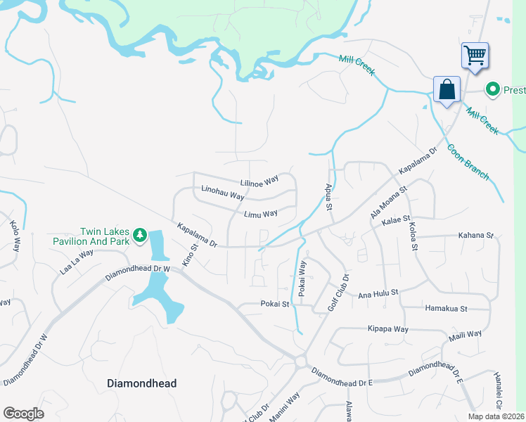 map of restaurants, bars, coffee shops, grocery stores, and more near 9741 Limu Way in Diamondhead
