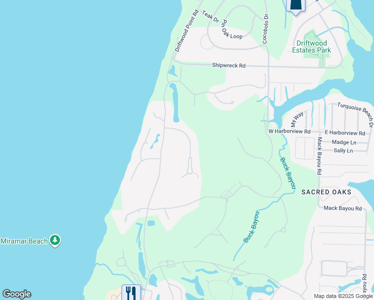 map of restaurants, bars, coffee shops, grocery stores, and more near 3108 Merion Drive in Destin