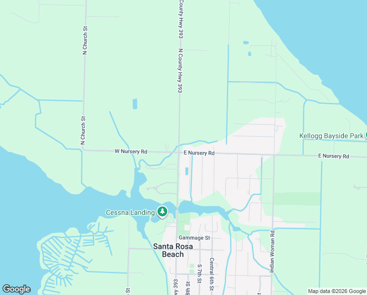 map of restaurants, bars, coffee shops, grocery stores, and more near 43 East Nursery Road in Santa Rosa Beach