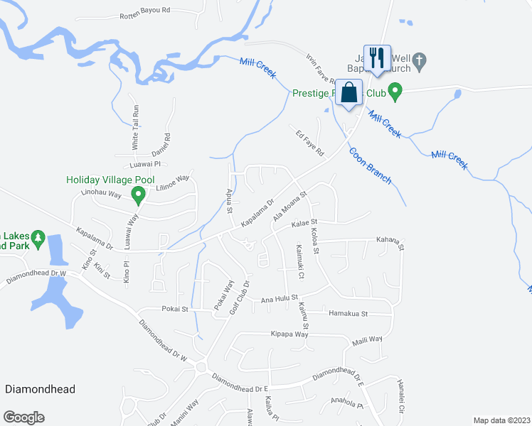 map of restaurants, bars, coffee shops, grocery stores, and more near 108216 Kapalama Drive in Diamondhead