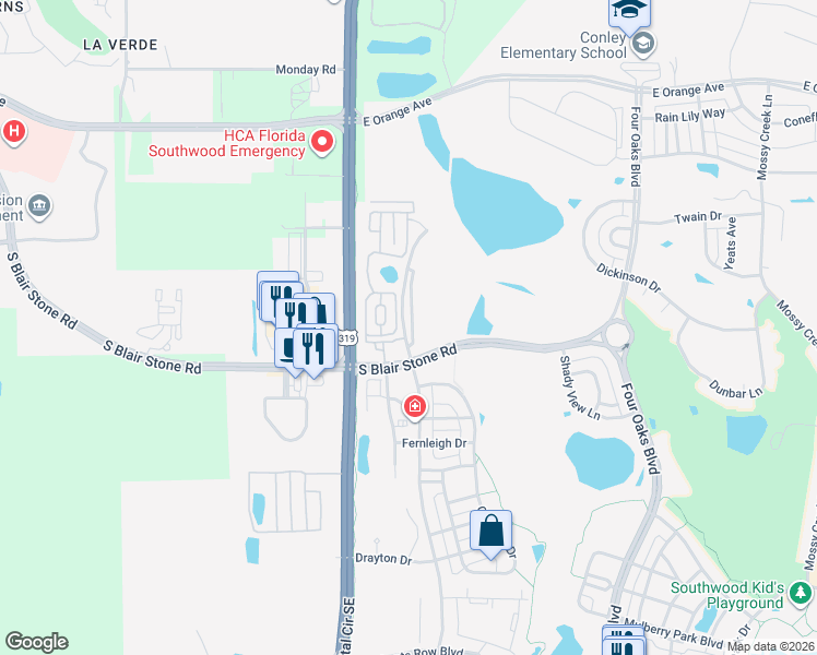map of restaurants, bars, coffee shops, grocery stores, and more near 3561 Esplanade Way in Tallahassee