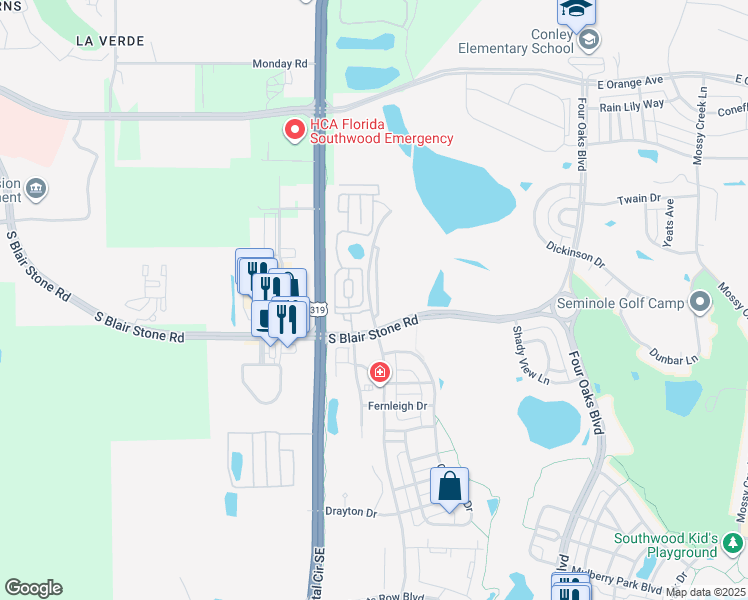 map of restaurants, bars, coffee shops, grocery stores, and more near 3577 Esplanade Way in Tallahassee