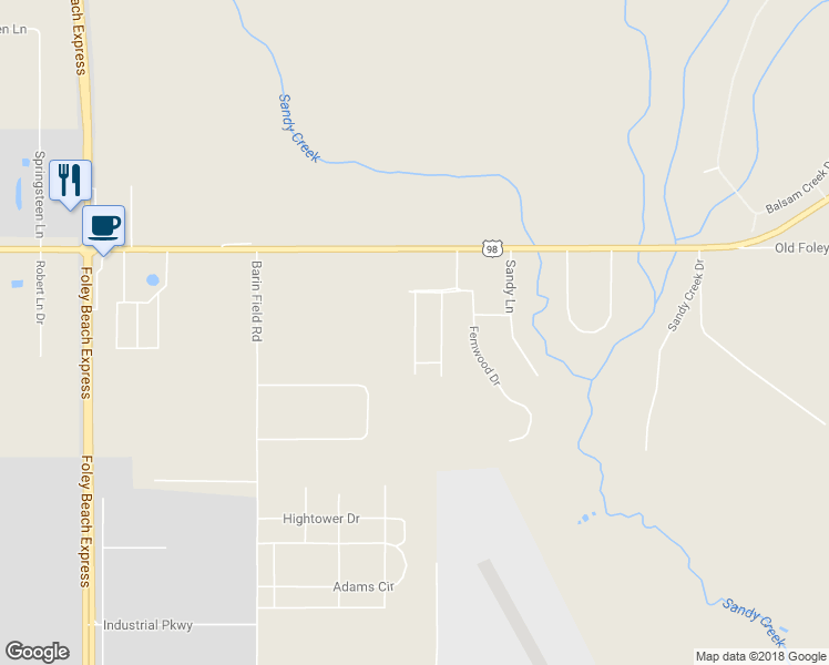 map of restaurants, bars, coffee shops, grocery stores, and more near 12363 Moon Glow Street in Foley
