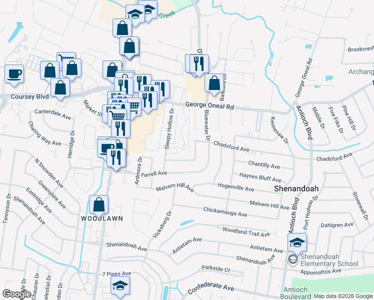 map of restaurants, bars, coffee shops, grocery stores, and more near 5235 Cumberland Cove Drive in Baton Rouge