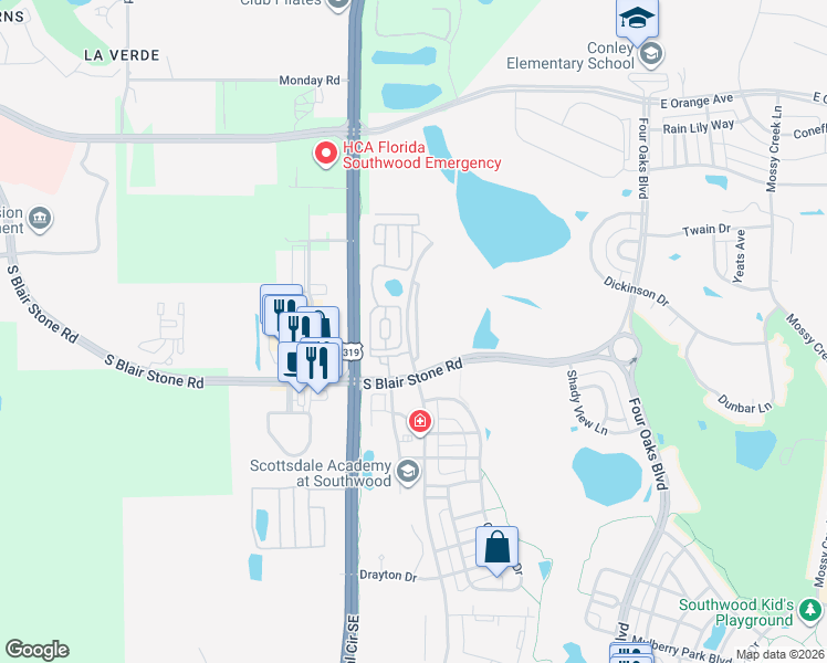 map of restaurants, bars, coffee shops, grocery stores, and more near 3577 Esplanade Way in Tallahassee