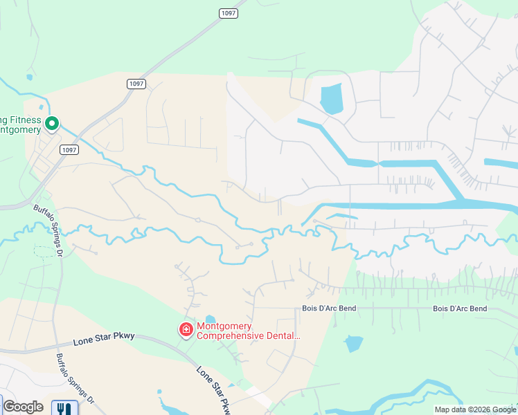 map of restaurants, bars, coffee shops, grocery stores, and more near 11697 Grandview Drive in Montgomery