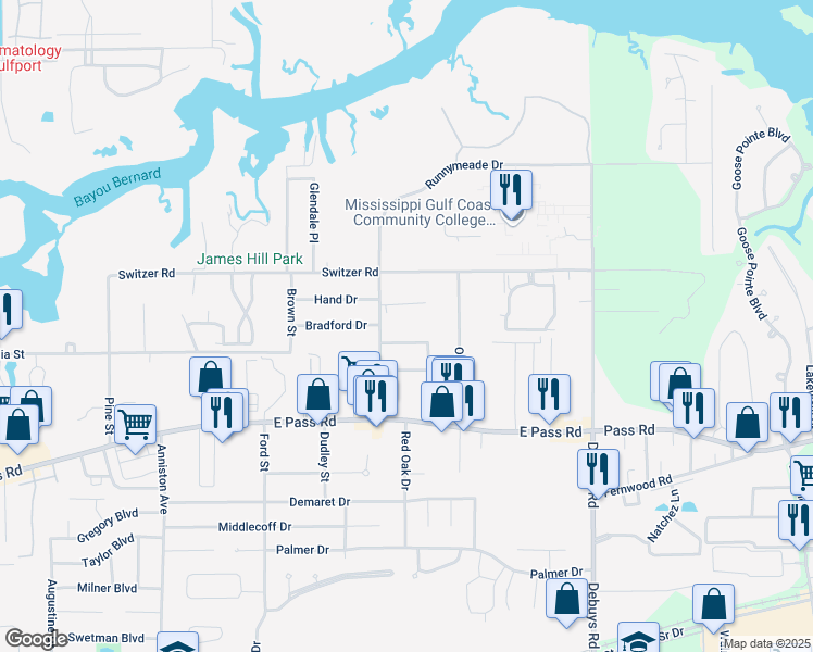 map of restaurants, bars, coffee shops, grocery stores, and more near in Gulfport