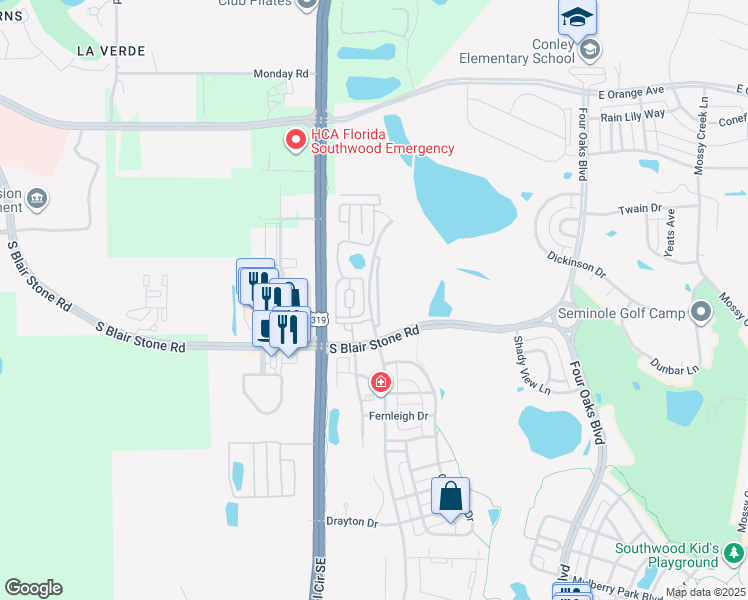map of restaurants, bars, coffee shops, grocery stores, and more near 3577 Esplanade Way in Tallahassee