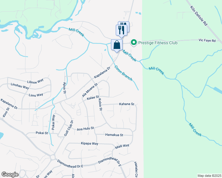 map of restaurants, bars, coffee shops, grocery stores, and more near 109101 Ala Moana Street in Diamondhead