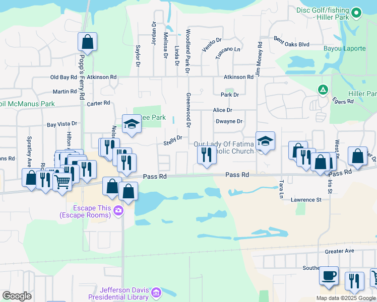map of restaurants, bars, coffee shops, grocery stores, and more near 331 Willow Avenue in Biloxi