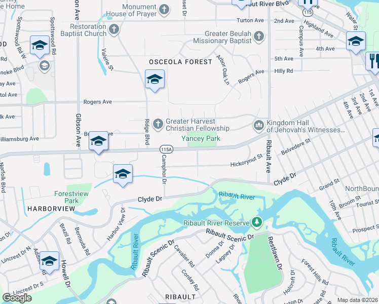 map of restaurants, bars, coffee shops, grocery stores, and more near 3426 Soutel Drive in Jacksonville