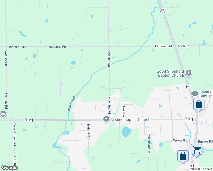 map of restaurants, bars, coffee shops, grocery stores, and more near 2889 Brownlea Road in Silsbee