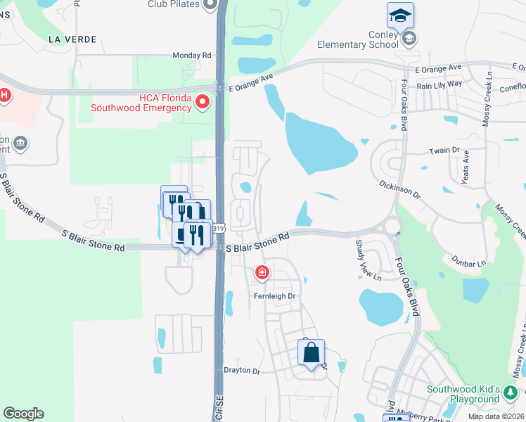 map of restaurants, bars, coffee shops, grocery stores, and more near 3500-3561 Esplanade Way in Tallahassee