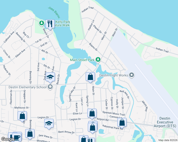 map of restaurants, bars, coffee shops, grocery stores, and more near 504 Bayview Street in Destin