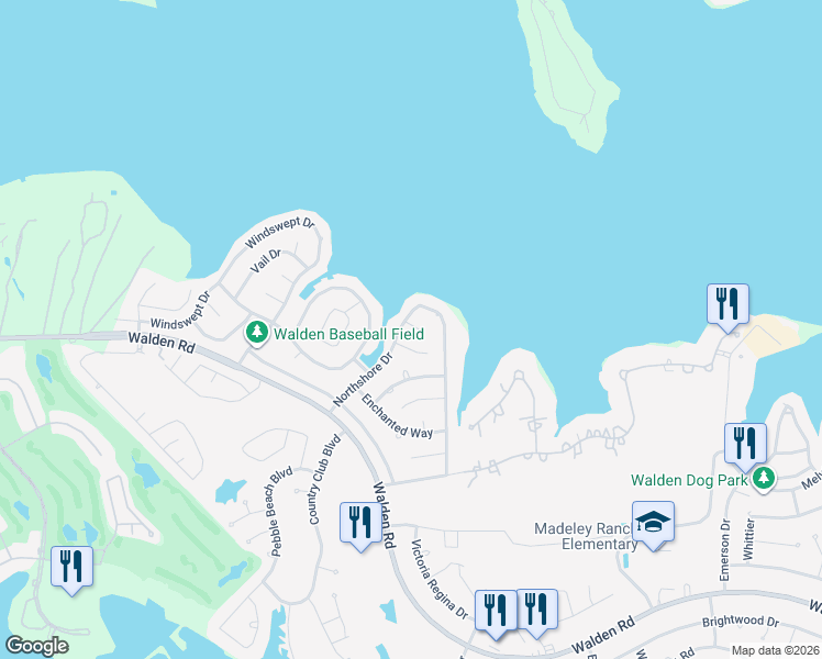 map of restaurants, bars, coffee shops, grocery stores, and more near 13513 Northshore Drive in Montgomery
