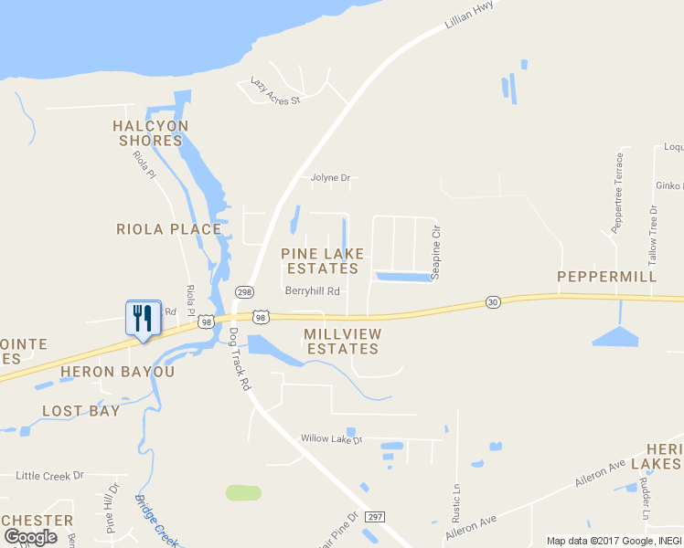 map of restaurants, bars, coffee shops, grocery stores, and more near 10700 Sawara Drive in Pensacola