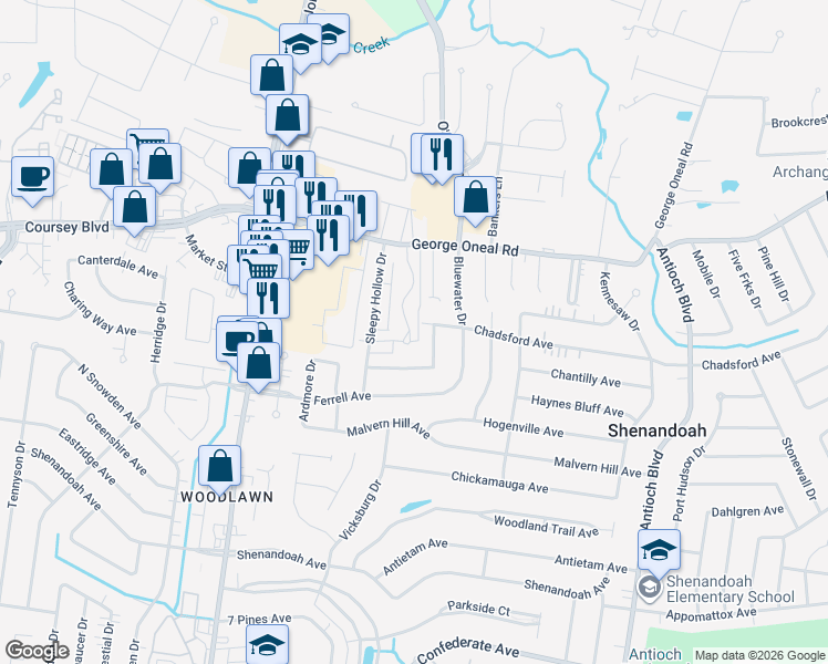 map of restaurants, bars, coffee shops, grocery stores, and more near 5158 Cumberland Cove Drive in Baton Rouge