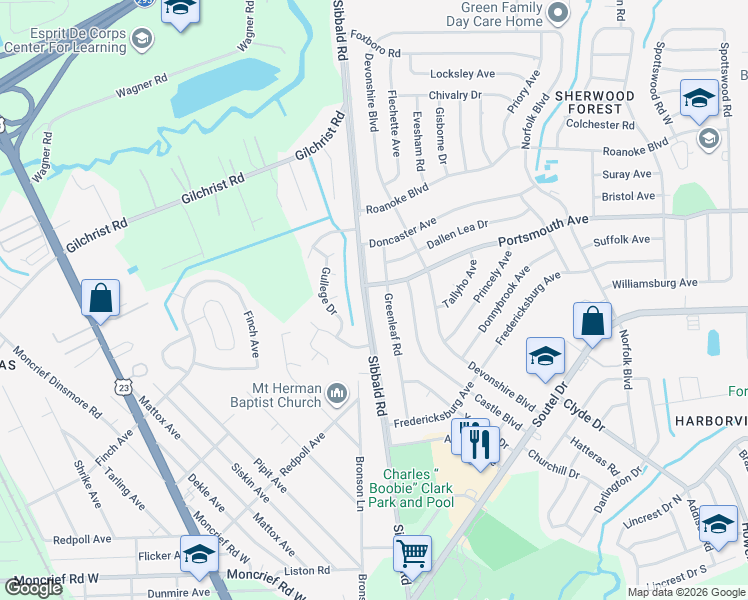 map of restaurants, bars, coffee shops, grocery stores, and more near 9205 Sibbald Road in Jacksonville
