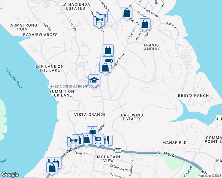 map of restaurants, bars, coffee shops, grocery stores, and more near 4405 Weletka Drive in Austin