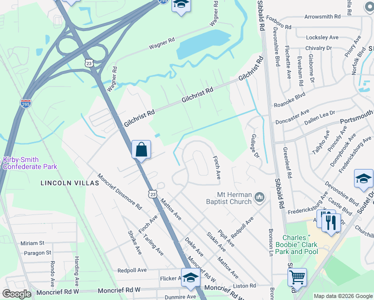 map of restaurants, bars, coffee shops, grocery stores, and more near 5632 Finch Avenue in Jacksonville